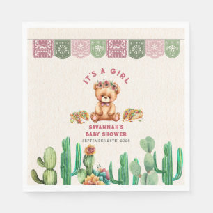 Serviette En Papier Tacos & Nounours Cactus Fille Baby shower Fiesta