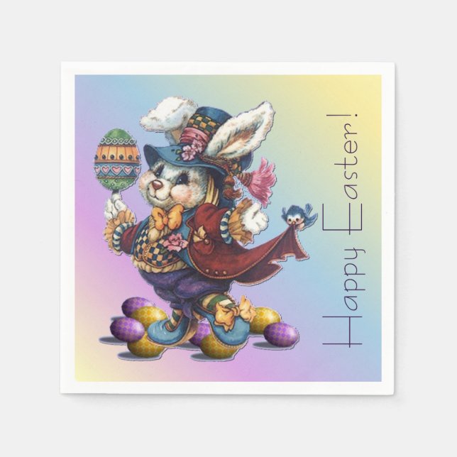 Serviette En Papier Tailcoat vintage Pâques Lapin Naples (Devant)