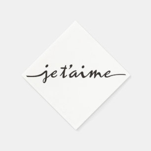 Serviette En Papier t'aime de je - je t'aime en français - noir