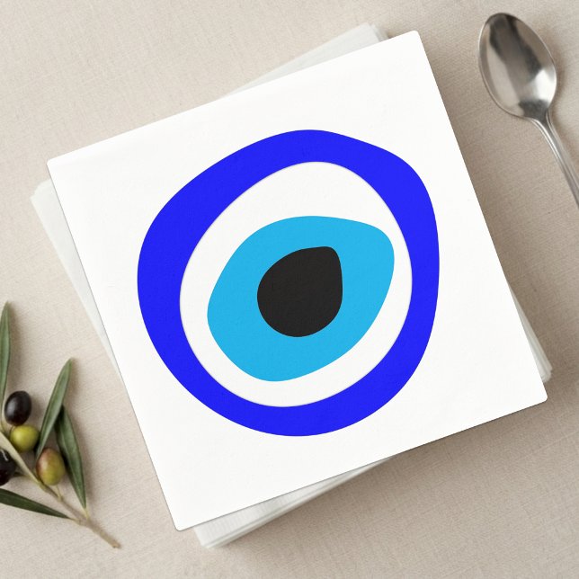 Serviette En Papier Talisman du Mauvais Œil & Amulette arabe /Turque,  (Evil Eye Napkins / Good Luck Charm, Wedding Styling)