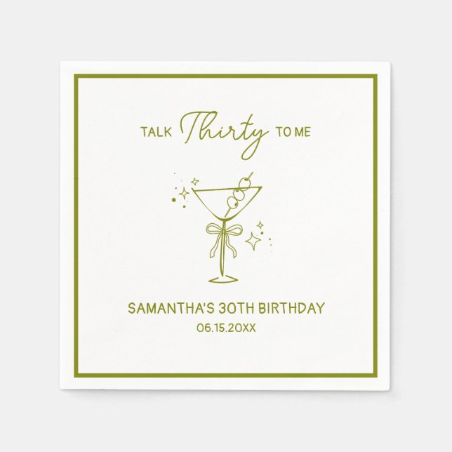 Serviette En Papier "Talk Thirty To Me" Sale Martini 30e anniversaire (Devant)