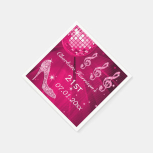 Serviette En Papier Talons 21ème de boule et d'étincelle de disco de