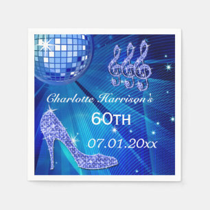 Serviette En Papier Talons bleus soixantième de boule et d'étincelle