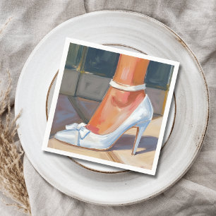 Serviette En Papier Talons de mariage blancs pour la mariée