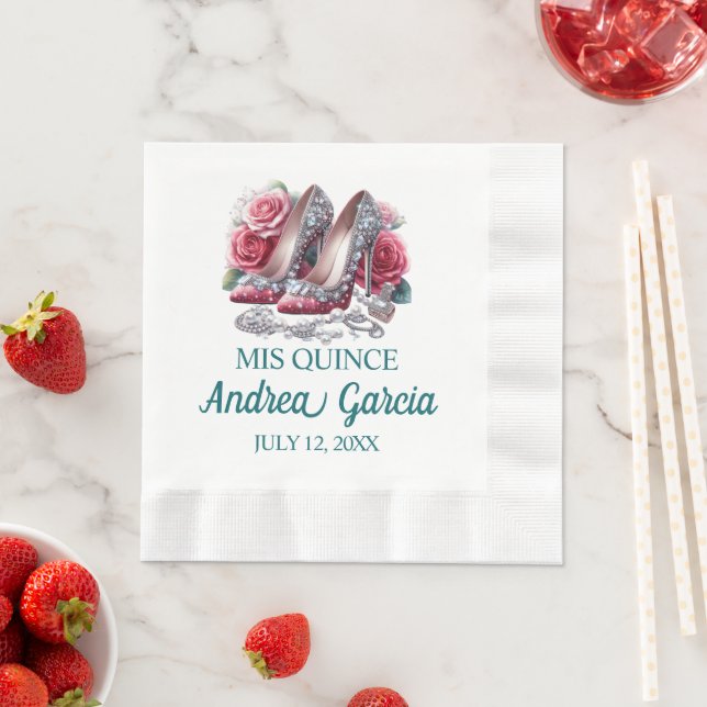 Serviette En Papier Talons de Quinceanera (En situation)