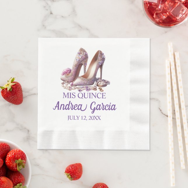 Serviette En Papier Talons de Quinceanera (En situation)