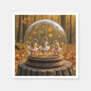 Serviette En Papier Tamias dansant dans un globe de verre