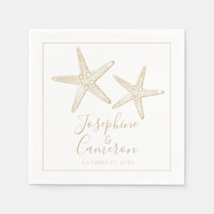 Serviette En Papier Tan and White Starfish Destination Plage Mariage