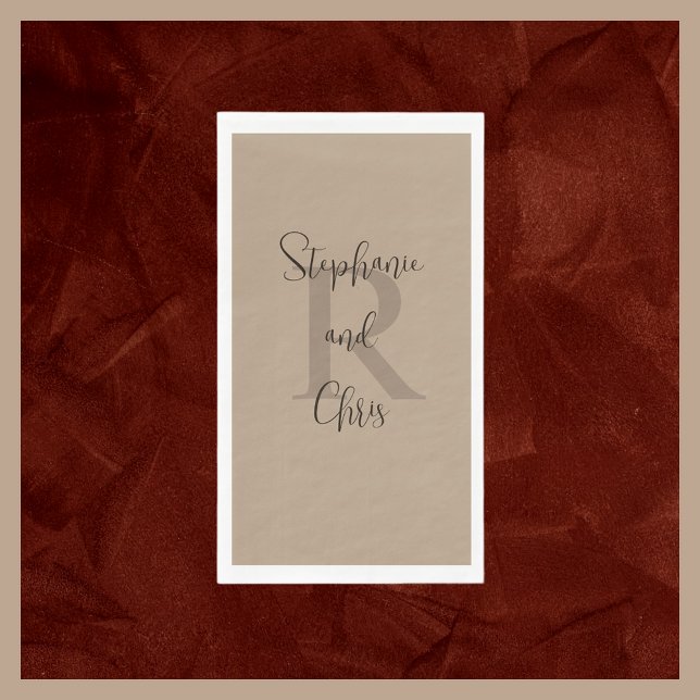 Serviette En Papier Tan et nom Brown Monogram Papier serviette d'accue (Créateur téléchargé)