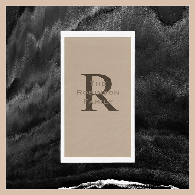 Serviette En Papier Tan et nom Brown Papier monogramme Serviette d'hôt (Créateur téléchargé)