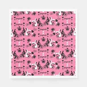 Serviette En Papier Tandem Bicyclette Romantique Mariage Et Fiançaille