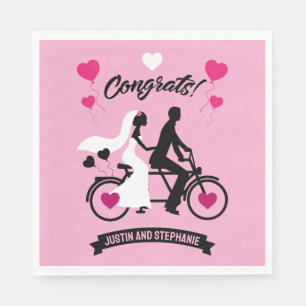 Serviette En Papier Tandem De Cyclisme Romantique Mariage Et Fiançaill
