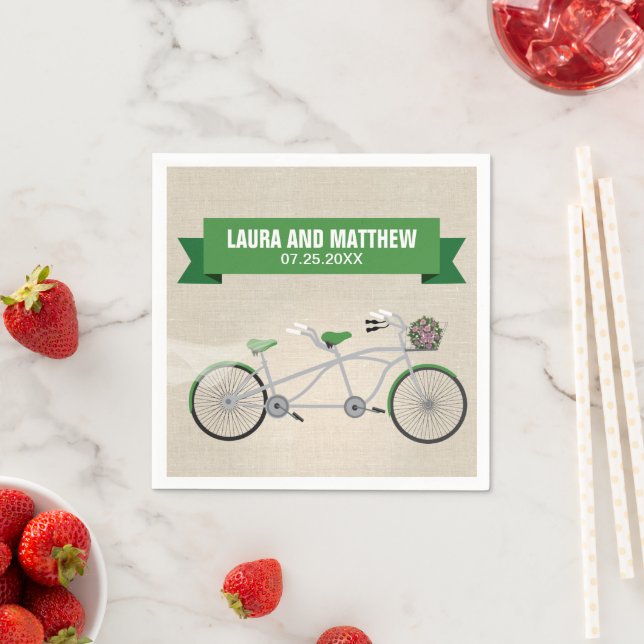 Serviette En Papier Tandem Green Bicyclette Mariage (En situation)