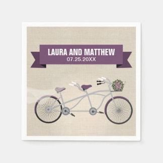 Serviette En Papier Tandem Purple Bicyclette Mariage