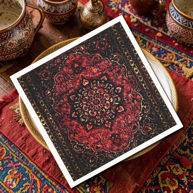 Serviette En Papier Tapis persan dans un champ teinté de rose (Créateur téléchargé)