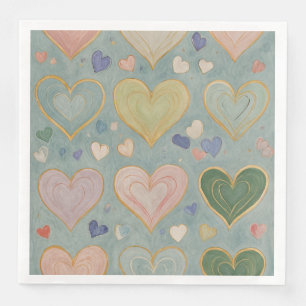 Serviette En Papier Tapisserie Cœur Pastel