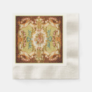 Serviette En Papier tapisserie rose à fleurs baroque victorienne