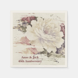 Serviette En Papier Tapisserie vintage pour 40e anniversaire Rose