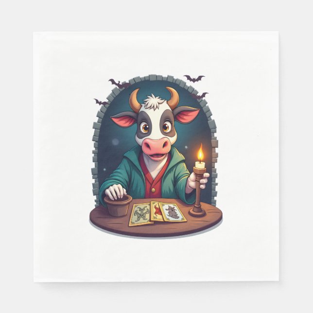Serviette En Papier Tarot de vache de la terreur (Devant)