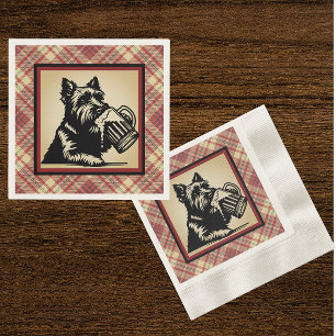 Serviette En Papier Tartan à carreaux aux tons terreux de Terrier Écos