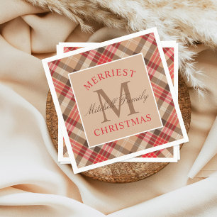 Serviette En Papier Tartan à carreaux rouge et brun rustique pour le p