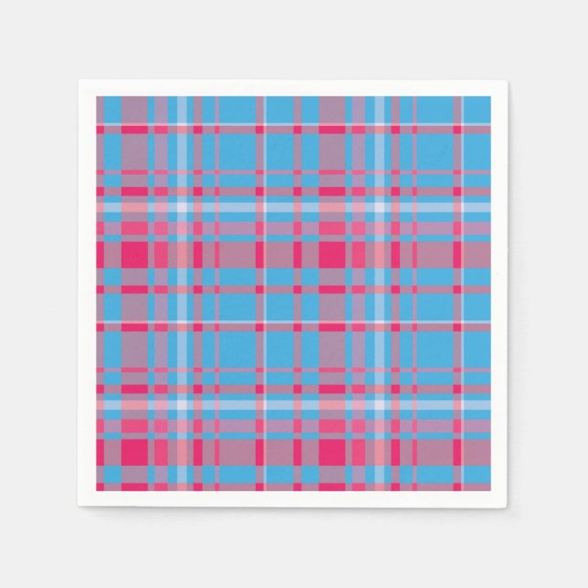 Serviette En Papier Tartan bleu et rouge (Devant)