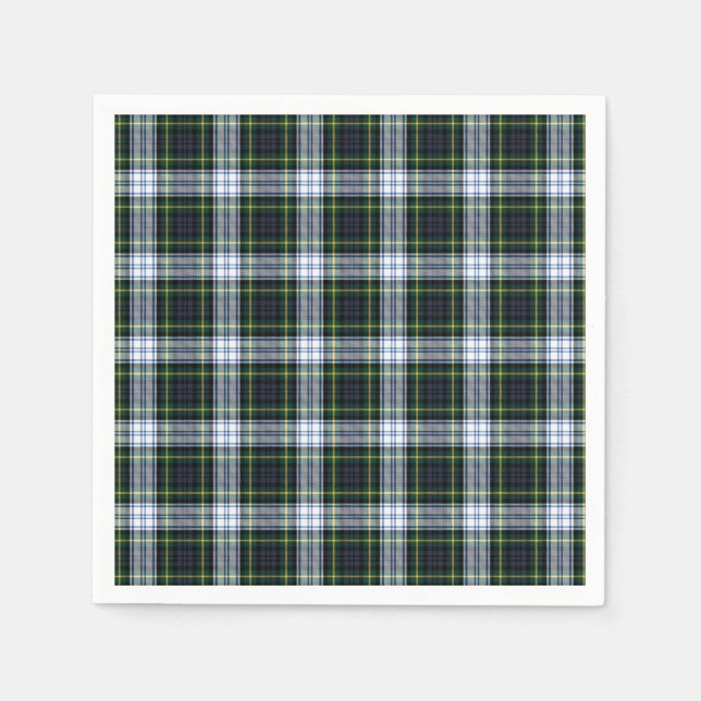Serviette En Papier Tartan Clan Gordon White Green Plaid (Devant)
