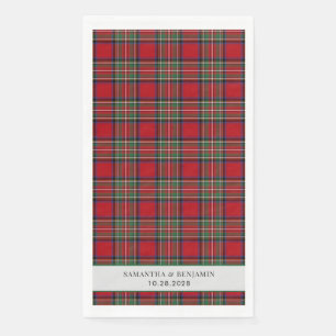 Serviette En Papier Tartan Clan Stewart Carreaux Noir Rouge Mariage su