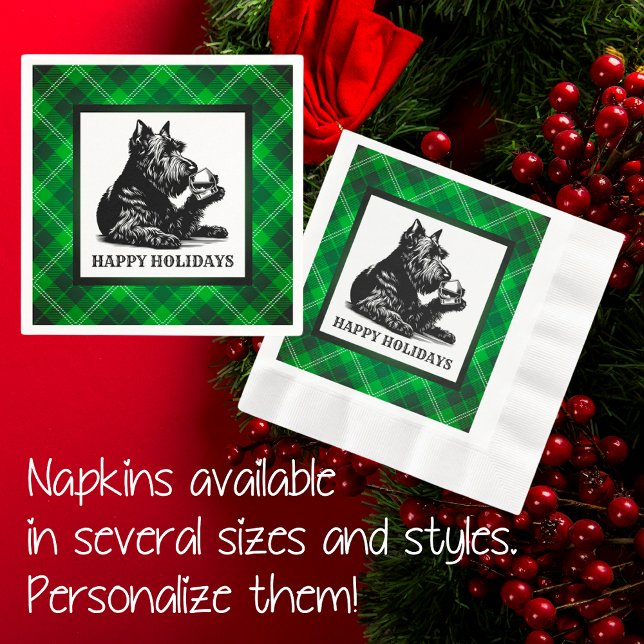 Serviette En Papier Tartan de Chien écossais customisé (Perfect for holiday parties!)