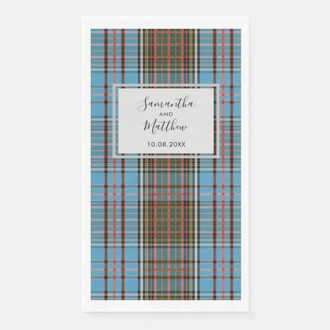 Serviette En Papier Tartan de mariage à motif rustique (Devant)