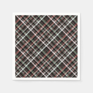 Serviette En Papier Tartan de Noël texturé.