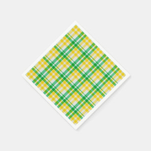 Serviette En Papier Tartan d'impression en Motif vert jaune