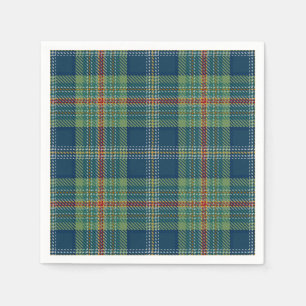 Serviette En Papier Tartan écossais bleu et vert à carreaux