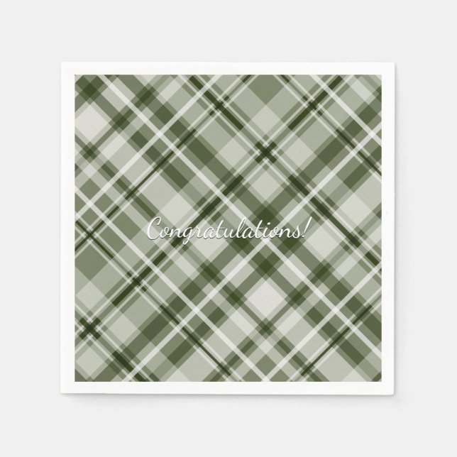 Serviette En Papier Tartan gris vert et blanc (Devant)