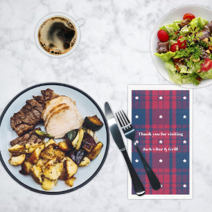 Serviette En Papier Tartan - Patriotique - Rouge Bleu Blanc Etoiles se