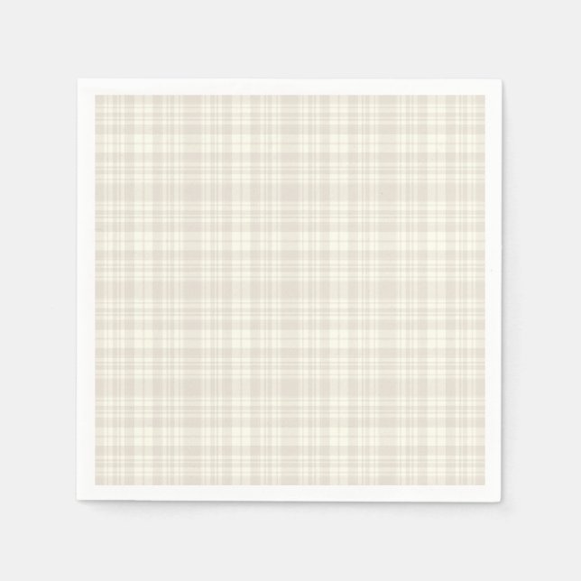 Serviette En Papier Tartan Plaid Cream & Beige No. 66 (Devant)