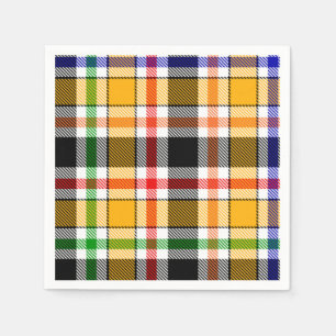 Serviette En Papier Tartan plaid jaune noir multicolore