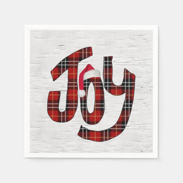 Serviette En Papier Tartan Plaid Joy Sur White Birch (Devant)