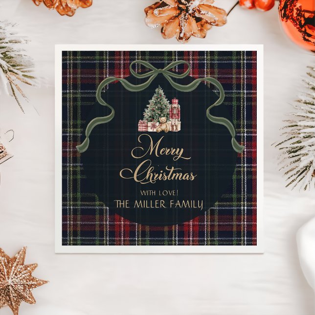 Serviette En Papier Tartan Plaid Preppy Christmas Party Napkins (Créateur téléchargé)