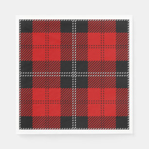 Serviette En Papier Tartan Rouge Et Noir Écossais