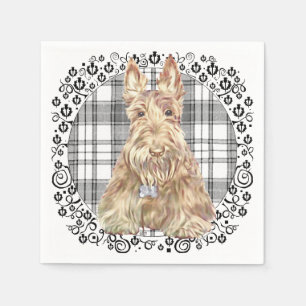 Serviette En Papier Tartan Scottie Noir & Blanc