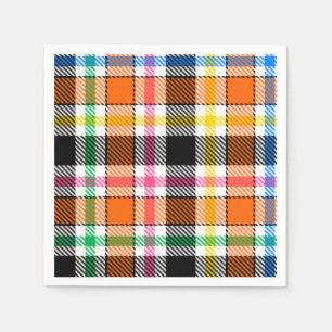 Serviette En Papier Tartan tacheté orange noir multicolore