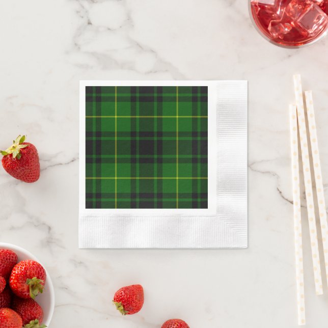 Serviette En Papier tartan vert MacArthur à carreaux (En situation)
