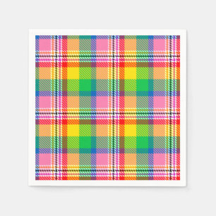 Serviette En Papier Tartan vert rose