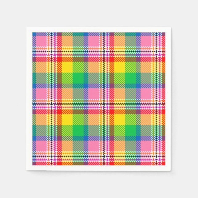 Serviette En Papier Tartan vert rose (Devant)