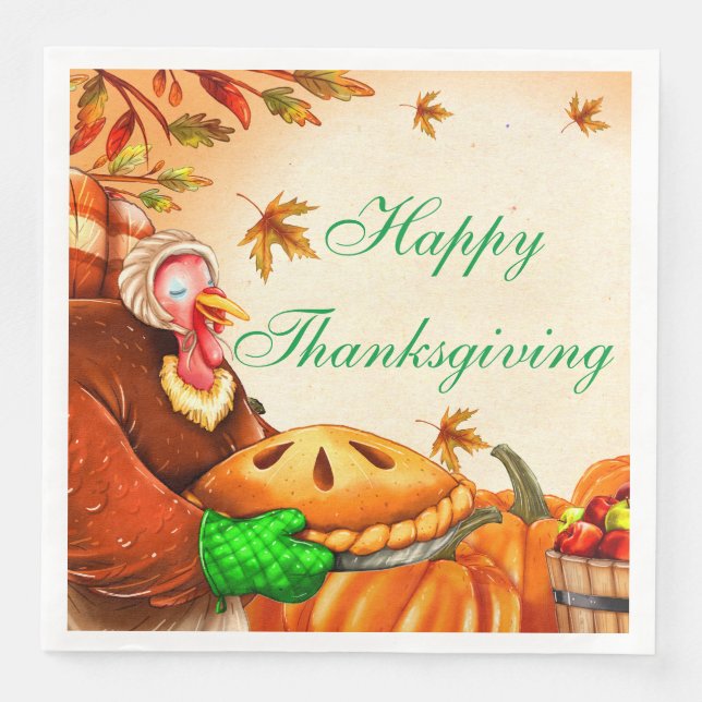 Serviette En Papier Tarte à la pomme Thankesgiving (Devant)