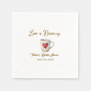 Serviette En Papier Tasse à café blanche Love is Brewing cœur douche d
