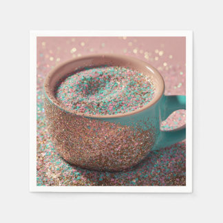 Serviette En Papier Tasse à paillettes rose pastel et sarcelle Y2K