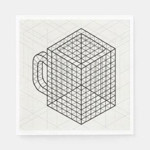 Serviette En Papier Tasse de café géométrique Art de grille isométriqu