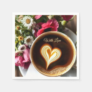 Serviette En Papier Tasse de café personnalisée "Avec amour" et coquel